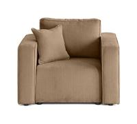 Topaze - fauteuil en velours côtelé plat - Latte