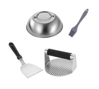 TOPBATHY 1 Jeu Ensemble De Presse à Hamburger En Acier Inoxydable Kit De Plaque Chauffante Pour Burger Smasher Cache-tétons Accessoire De Cuisine Ménage Fournitures De Barbecue En Silicone
