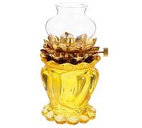 TOPBATHY 1 Pc Lampe à kérosène à intensité Variable Solaire Piscine lumières Unique Pur Lampes à Huile décoration Temple Lampe à Beurre en Cristal Lampe à pétrole décorative Un Verre Yellow