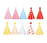 TOPBATHY 10 Pièces Chapeaux D'anniversaire en Cône Pompons Colorés | Adaptés aux Fêtes et Célébrations, Légers et Réutilisables, Papier et Corde, Style Thème Style Aléatoire