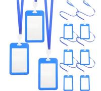 TOPBATHY 10 pièces Lot de Porte-badges Transparent Double Face Abs avec Lanière Étui Rigide Résistant et Léger pour Cartes Identité Badges Conférence Cartes Étudiant