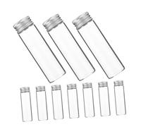 TOPBATHY 10 Pièces Mini Bocaux en Verre avec À Vis en Aluminium Petites Bouteilles pour Liquides Flacons en Verre Transparent Flacon D'échantillon en Verre Mini Bouteilles en