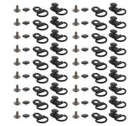 TOPBATHY 100 Ensembles Boucle de Lacet de Randonnée en Acier Inoxydable 14mm, Anneau Mat Noir, Crochet pour Bottes, Lot de Sets, Accessoire Solide pour Chaussures de Montagne