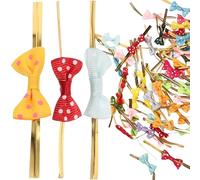 TOPBATHY 100 Nœuds Sucette en Polyester pour Emballage Présent, Faciles à Nouer et Dénouer, 100 Pièces, pour Paquet à Biscuits et Showers Couleur Aléatoire