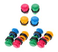 TOPBATHY 12 Pièces Bouton Poussoir D’Arcade Rond, Bouton de Jeu de Combat à Insertion Directe, Pièces pour Machines de Jeu, Plastique et Métal, Plug and Play, Installation Facile, Réactif