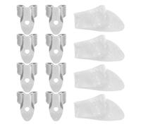 TOPBATHY 12 pièces Pack de Médiators Doigts pour Guitare Folk et Banjo Protège-pouce Blanc Celluloïd et Médiators Index Métalliques Argentés Accessoires Essentiels pour Guitare Acoustique
