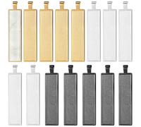 TOPBATHY 15 pièces Pendentifs Rectangulaires DIY pour Fabrication de Bijoux Supports de Base Métal Inoxydable Argent Or et Noir Charms pour Colliers et Breloques Artisanales