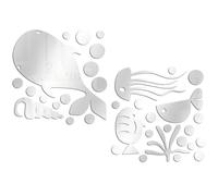 TOPBATHY 1ensemble Sticker Mural Miroir Poisson Acrylique Argenté Décoration Murale Océan Autocollant Adhésif Étanche Facile à Installer Accessoire Décoratif Lumineux et Moderne pour Salon