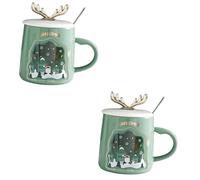 TOPBATHY 2 Ensembles tasse mug cafe verre cafe tea cup entremet goodies noel faveur de fête de Noël les bas de Noël de bureau verres à eau gobelet de noël vaisselle de noël céramique