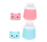 TOPBATHY 2 pièces Boîte à Poudre avec Houppette Douce Ours Étui Portable PP Résistant pour Appliquer Poudre pour la Peau Uniformément