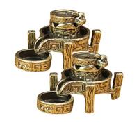 TOPBATHY 2 Pièces Brûleur Laiton avec Design Meule Pierre Décor Vintage pour Salon et Salle de Thé Support Naturel pour Ambiance Zen