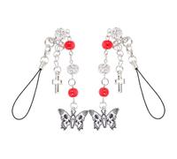 TOPBATHY 2 Pièces Chaînes de Téléphone Porte-clés Gothiques en Perles Sombres et Rouges, Cordons Mignons pour Téléphone Portable, Accessoires Subculturels Années 2000 Halloween, Décoration