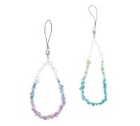 TOPBATHY 2 pièces Cristal Naturel Pendentif Téléphone Lanière Poignet Anti-perte Élégant Bracelet Chaîne pour Téléphones Portables
