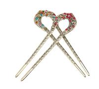 TOPBATHY 2 pièces Épingle à Cheveux Vintage Double Fourchette avec Strass Colorés Baguette Chignon Élégante pour Femme Accessoires Coiffure Chics pour Fêtes et Cérémonies