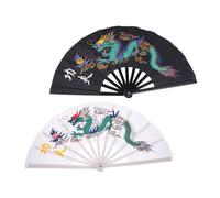 TOPBATHY 2 Pièces Éventail Kung Fu Dragon Chinois pour Arts Martiaux Tai Chi Danse Mariage Femme Festival
