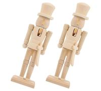 TOPBATHY 2 Pièces Figurine Casse-noisette en Bois Non Peinte 18cm pour | Peinture Diy, Base Stable pour Salon, Décoration Artisanale Beige, Style Simple et Mignon