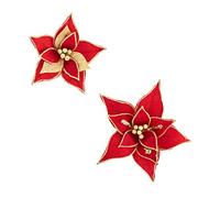 TOPBATHY 2 Pièces Fleur De Noël Flore Artificielle Décorative Ornements Boules De Noël Claires Fleurs Artificielles De Décor De Noël Stockage De Noël Décorations Chiffon Rouge