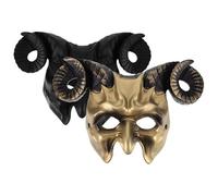 TOPBATHY 2 Pièces Masque de Crâne de Chèvre Halloween avec Cornes de Bélier en Matériau Respirant, Ajustement Sûr pour Fêtes Costumées et Soirées Masquées Adultes