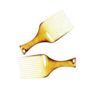 TOPBATHY 2 pièces Peigne Afro à Dents Larges Lot de Peigne de Coiffage Plastique Ambre Démêlant pour Cheveux Bouclés et Épais Compact et Léger pour Usage Quotidien