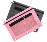 TOPBATHY 2 Pièces Pochette à Classeur Double Couche en Tissu Oxford Coins Lisses et Toucher Confortable, Trousse à Crayons Transparente pour Ranger Documents et Billets