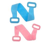 TOPBATHY 2 pièces Silicone Bath Towel Double-sided Long Shower Strap Exfoliating Back Scrubber For Deep Cleaning And Massage Easy Grip With Hanging Holes Body Wash Tool For Smooth Skin