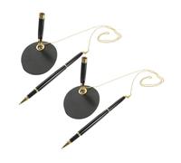 TOPBATHY 2 pièces Stylo de Bureau Sécurisé Noir avec Support Fixe Stylo à Bille Ergonomique pour Comptoir Réception et Bureau Professionnel