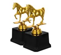 TOPBATHY 2 pièces Trophées Plastique Cheval Doré Récompense École et Fête Garçon Fille Coupe pour Jeux et Compétitions Cadeau Fille Garçon pour Anniversaire Thème Équestre Réutilisable