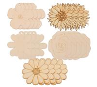 TOPBATHY 20 pièces Lot de Pendentifs Fleurs Bois à Peindre Décorations Suspendues avec Corde Jute Ornements Floraux Vierges pour Bricolage Garçon Fille Fournitures Loisirs Créatifs pour