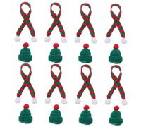 TOPBATHY 20 Pièces Mini Knit Hat Scarf Set pour DIY Art et Décoration de Noël Mini Bonnet Tricoté et Écharpe Rouge Vert pour Poupées Bouteilles et Ornements Festifs