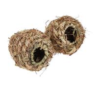 TOPBATHY 2pcs Boules Tissées en Herbe Naturelles Marron pour Lapin et Hamster, Jouets à Mâcher pour Réduire Comportement Destructeur et Jouer