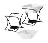 TOPBATHY 2set Ensemble D'isolation Tasse à Fondue Au Beurre Pot De Fusion De Bougies Chauffe-plat Pot à Fondue Personnel Bol Fondant Au Beurre Creuset De Porcelaine Noir