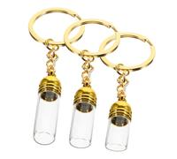TOPBATHY 3 pièces Lot Porte-clés Flacons Verre avec Bouchon Doré Bouteilles Suspendues pour Huiles Essentielles Décorations Mode pour Sac et Porte-clés Petite à Moyenne Étanches et