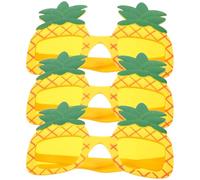 TOPBATHY 3 Pièces Lunettes de Fête Hawaïenne en Plastique Jaune, Compatibles Toutes Tailles de Tête, pour Soirées Plage et Îles Tropicales