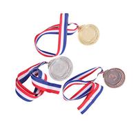 TOPBATHY 3 pièces Médailles de Compétition Alliage Métal avec Ruban Médailles Sportives Dorées Argentées et Bronzes avec Motif Feuille de Blé pour Récompenses Gagnants