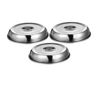 TOPBATHY 3pièces Couvercles à Steak Ronds Acier Inoxydable Cloches Alimentaires avec Poignée Couvre-Assiettes pour Maintenir Au Chaud