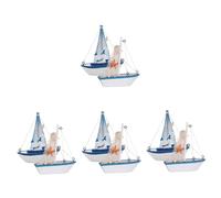 TOPBATHY 4 Ensembles Ornements De Modèle De Voilier Artisanal Méditerranéen Décorations De Filet De Poisson Décor Rustique Décor De Maison De Plage Décor De Chalet Mer en Bois 2 Pièces * 4
