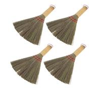 TOPBATHY 4 Pièces Balai à Poussière Ménager en Paille Naturelle Prise Confortable, Mini Balai de Bureau pour Nettoyage Doux des Coins et Tables à Domicile
