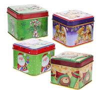 TOPBATHY 4 Pièces Boîtes Présents en Tôle pour Noël Motifs Adorables, Grosse Capacité, Sécurisées Rangement de Chocolats et Biscuits Festifs Couleur Aléatoire Plusieurs styles