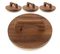 TOPBATHY 4 Pièces Couvercles de Bocaux Étanches et Portables en Bois Marron avec Poignée Ronde pour Bocaux en Verre Cuisine