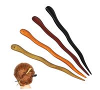 TOPBATHY 4 pièces Épingles à Cheveux Bois Style Chinois Vintage Baguettes pour Chignon Femme Accessoires pour Coiffures Traditionnelles Couleurs Assorties Noir Naturel Vert