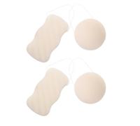 TOPBATHY 4 Pièces Éponge Blanche de Demi-boule en Langue du Diable pour Peau Sensible, Exfoliation Douce et Élimination des Impuretés, pour Voyage et Dortoir