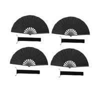 TOPBATHY 4 Pièces Éventail Pliant Chinois Noir Ventilateurs à Main Ergonomiques pour Danse Kung Fu Tai Chi Accessoires Traditionnels pour Festival et Performance