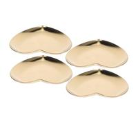 TOPBATHY 4 Pièces Plateau de bijoux en acier inoxydable petit plateau à bijoux porte-colliers vide poche coeur organisateur de parfum pour la chambre Doré