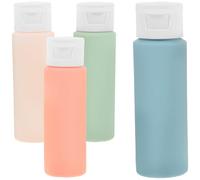 TOPBATHY 4 pièces Set de Flacons de Voyage Portables Plastique Léger Bouteilles Rechargeables Anti-fuite pour Shampoing et Lotion Format Compact pour Valise et Sac à Main