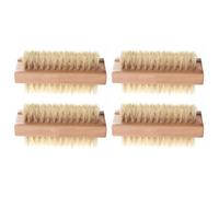 TOPBATHY 4pcs Brosses à Ongles en Bois Naturel avec Poils de Sanglier Double Face, Portables Danger Peau, Nettoyage des Mains Pieds Bureau Cuisine