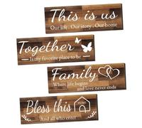 TOPBATHY 4pcs Plaque d'art en Bois Plaque Inspirational Quotes Mur Decor for Living Room Bedroom Classroom Gym Mur De Motivation Mur De Suspension pour La Maison Et Le Bureau