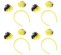TOPBATHY 4pcs Serrage-têtes Abeilles Jaunes Légers en Polyester Pompons pour Fête de Printemps et Événements Scolaires Confortables et Festifs