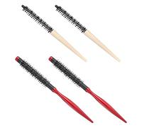 TOPBATHY 4pièces Kit de Brosses Rondes pour Cheveux Frisés et Franges Manche Bois et Peigne Tubulaire Aluminium pour Coiffure à Domicile ou Salon