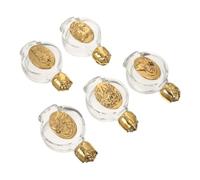 TOPBATHY 5 Pièces Petite Bouteille D’Eau Bénite en Verre 0,5 Oz Dorée, | Format Compact, Conception Anti-fuite, Usage Maison ou Église, pour Autel et Baptême