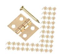 TOPBATHY 50 Ensembles Mini Brass Hinges With Screws For Wooden Jewelry Boxes Vintage Cabinet Hardware Small Folding Hinges For Wood Chest Drawer
